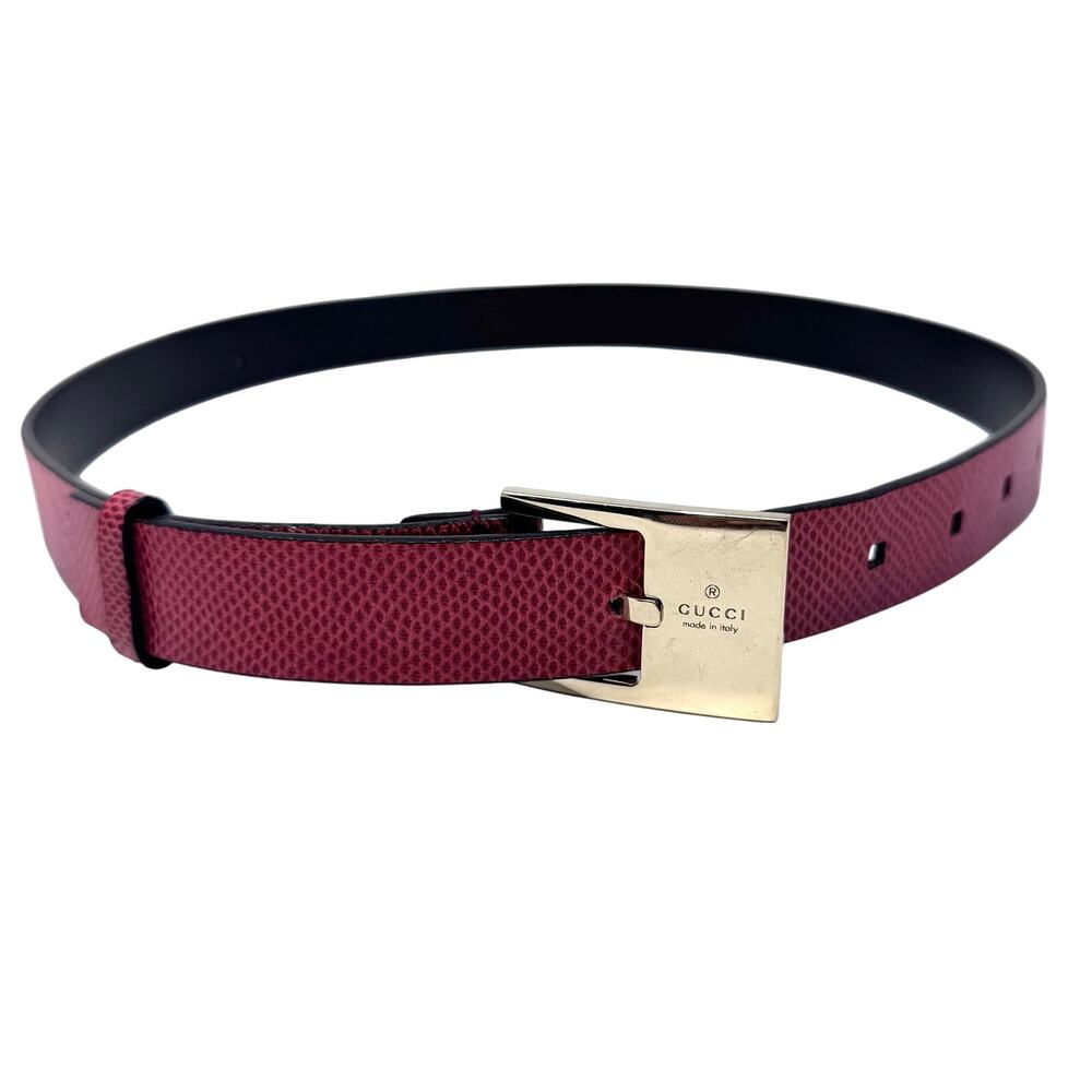 Gucci Red Lizard Skin Belt - Picture 6 of 14